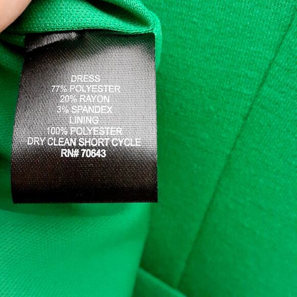 Jessica Howard Kelly Green Dress Size 16W Ruffle Frill Collar Short Sleeve - Picture 7 of 8